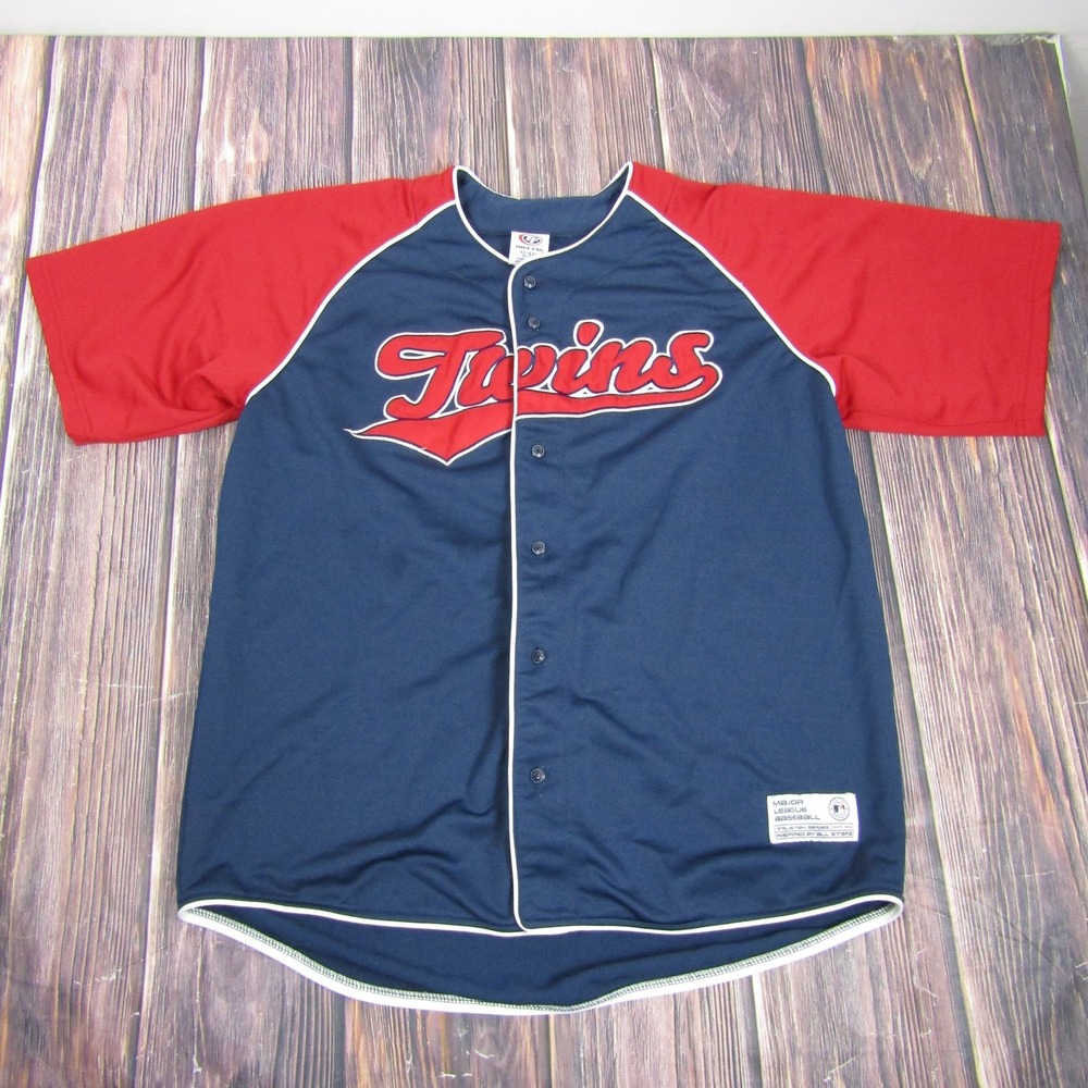 Minnesota Twins Jersey Shirt Mens XL Blue Red MLB Baseball Santana 57 True Fan